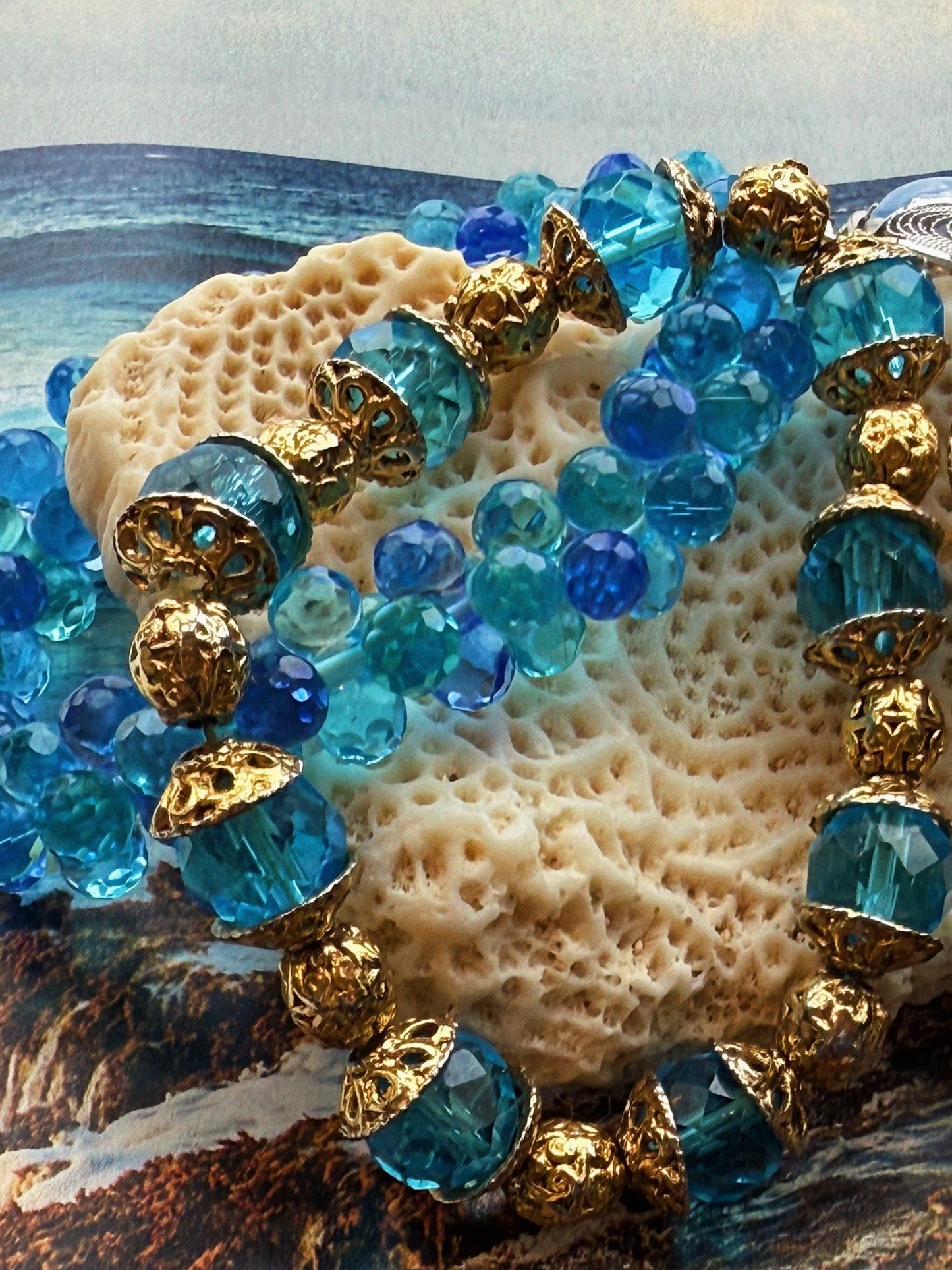 "Caribbean Blue" Vintage Bracelet Set
