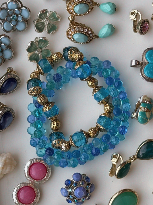 "Caribbean Blue" Vintage Bracelet Set