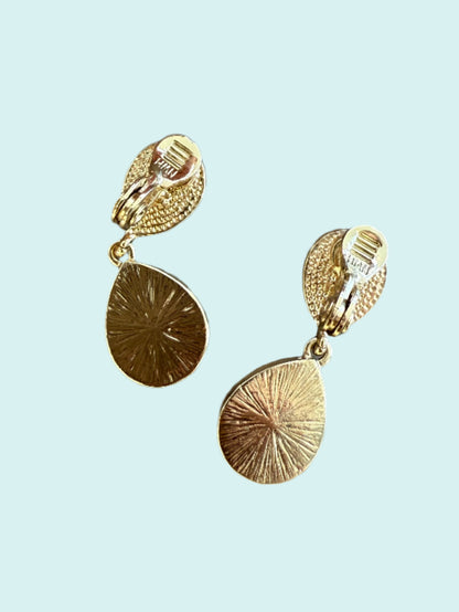 "Emerald Waters" Vintage Clip-On Dangle Earrings